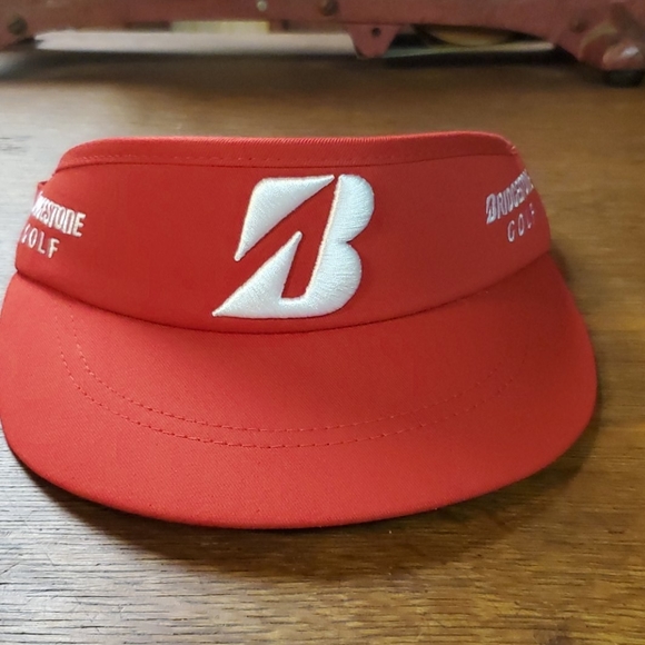 MENS BRIDGESTONE HIGH CROWN GOLF TOUR RED VISOR - Picture 3 of 4